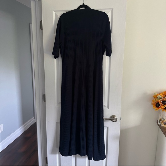 Size 1X George Navy Blue High Neck Ribbed Midi Dress - Picture 4 of 6